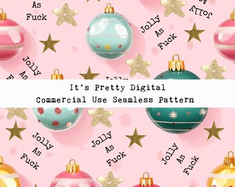 jolly as fuck 3d realistic textured swear word xmas seamless repeat pattern custom fabric print sublimation file tumbler background festive