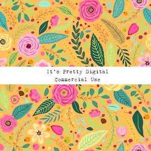 Bright gold florals commercial use digital seamless repeat pattern custom fabric printing