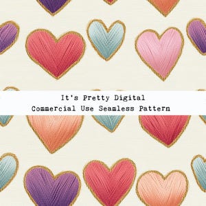 embroidery pastel hearts love valentines seamless repeat pattern design custom fabric sublimation tumbler wallpaper background