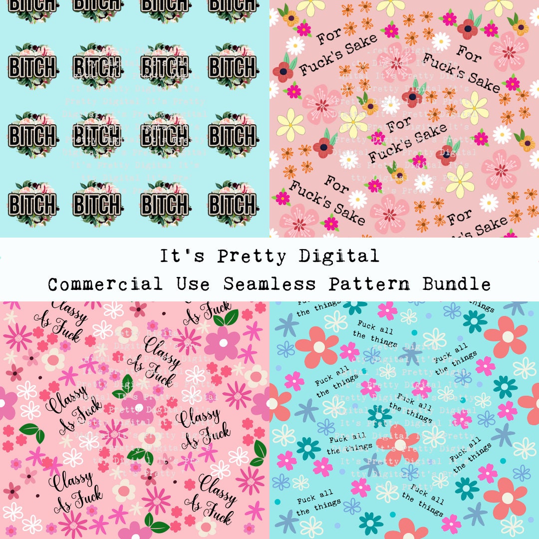 Swear Word Pattern Swear Word Sassy Naughty Seamless Repeat Pattern Bundle Commercial Use ...