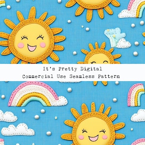 realistic happy suns embroidery 3d seamless repeat fabric digital sublimation commercial use wallpaper tumbler background printing