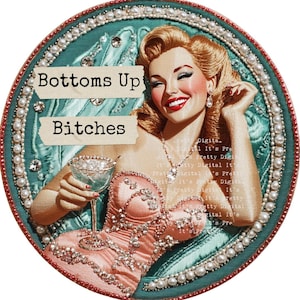 Bottoms Up Bitches sassy retro sweary housewives vintage pin up svg png clip are sublimation file commercial use