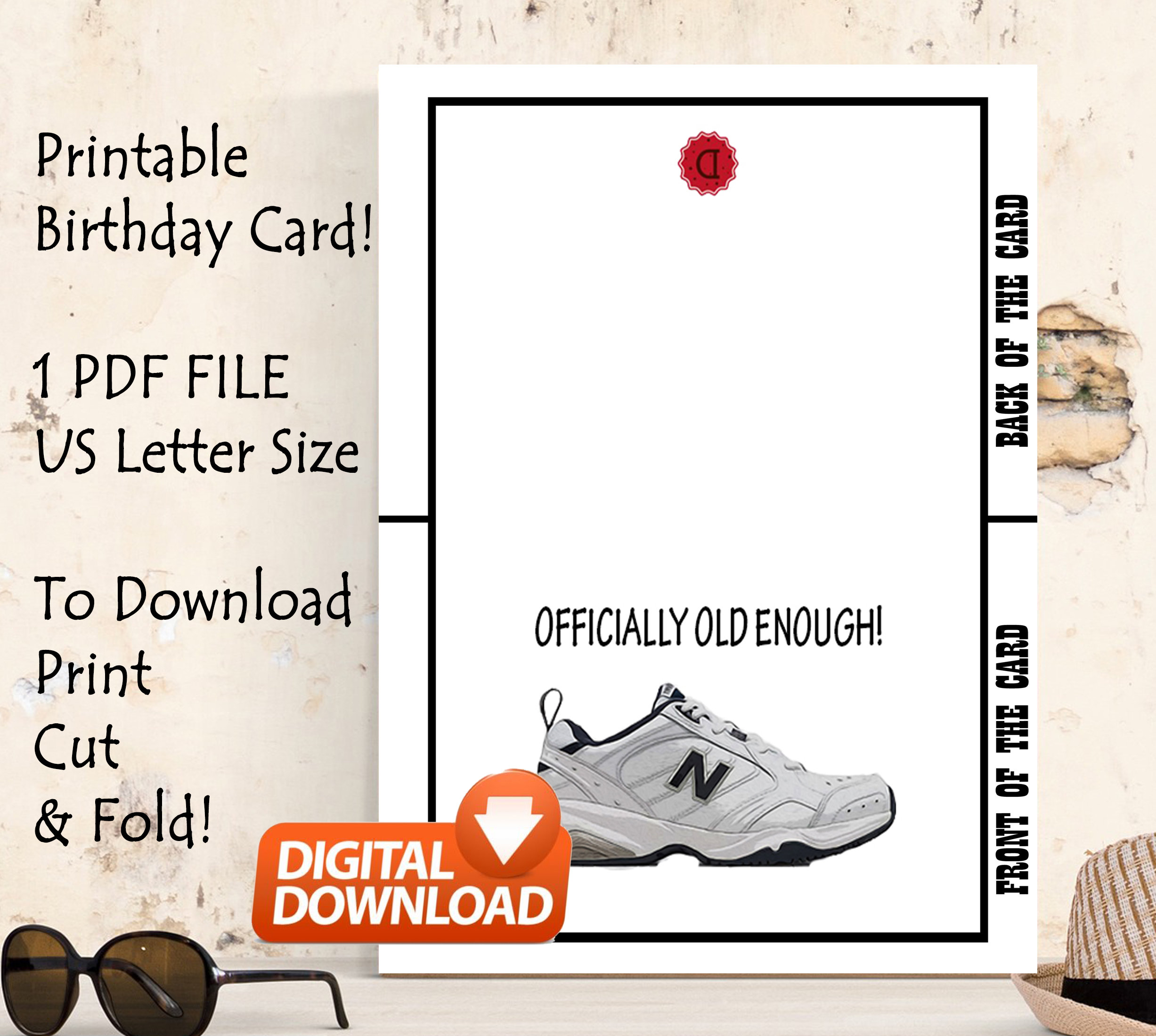 Funny Printable Downloadable Birthday Card. Instant Download. Old Man ...