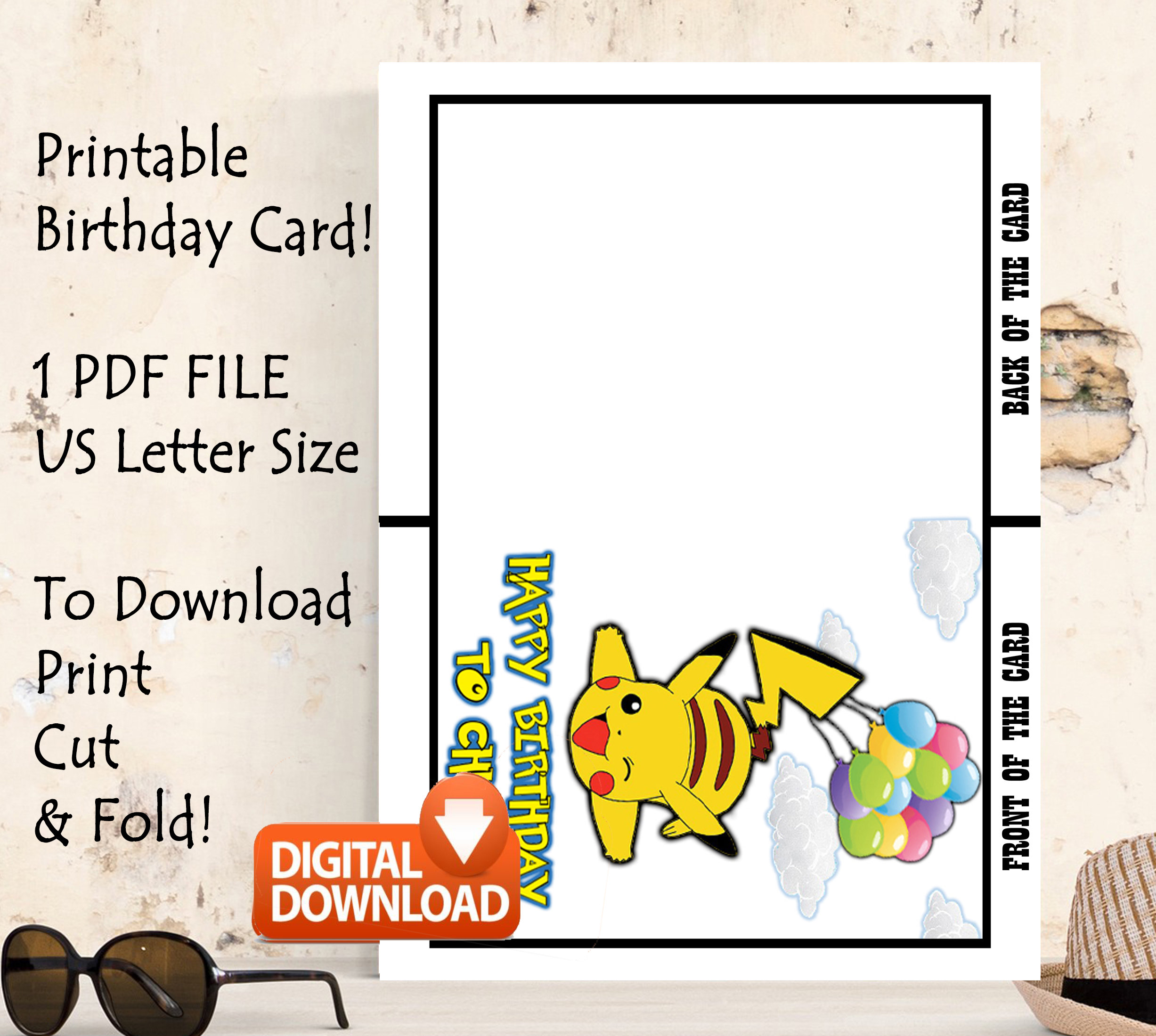 Pokemon Pikachu Happy Birthday Card for Anime Lovers and