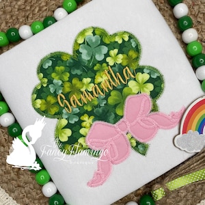 Shamrock St. Patrick&#39;s Day Shirt, St Patty&#39;s Day Embroidered Girls Dress, Lucky Charm Tee, Irish Girl, Personalized Monogram Top