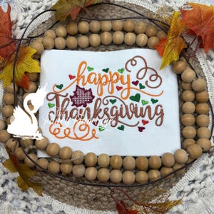 Happy Thanksgiving Embroidered Shirt or Sweatshirt – Custom Fall Holiday Outfit – Cozy Turkey Day Top