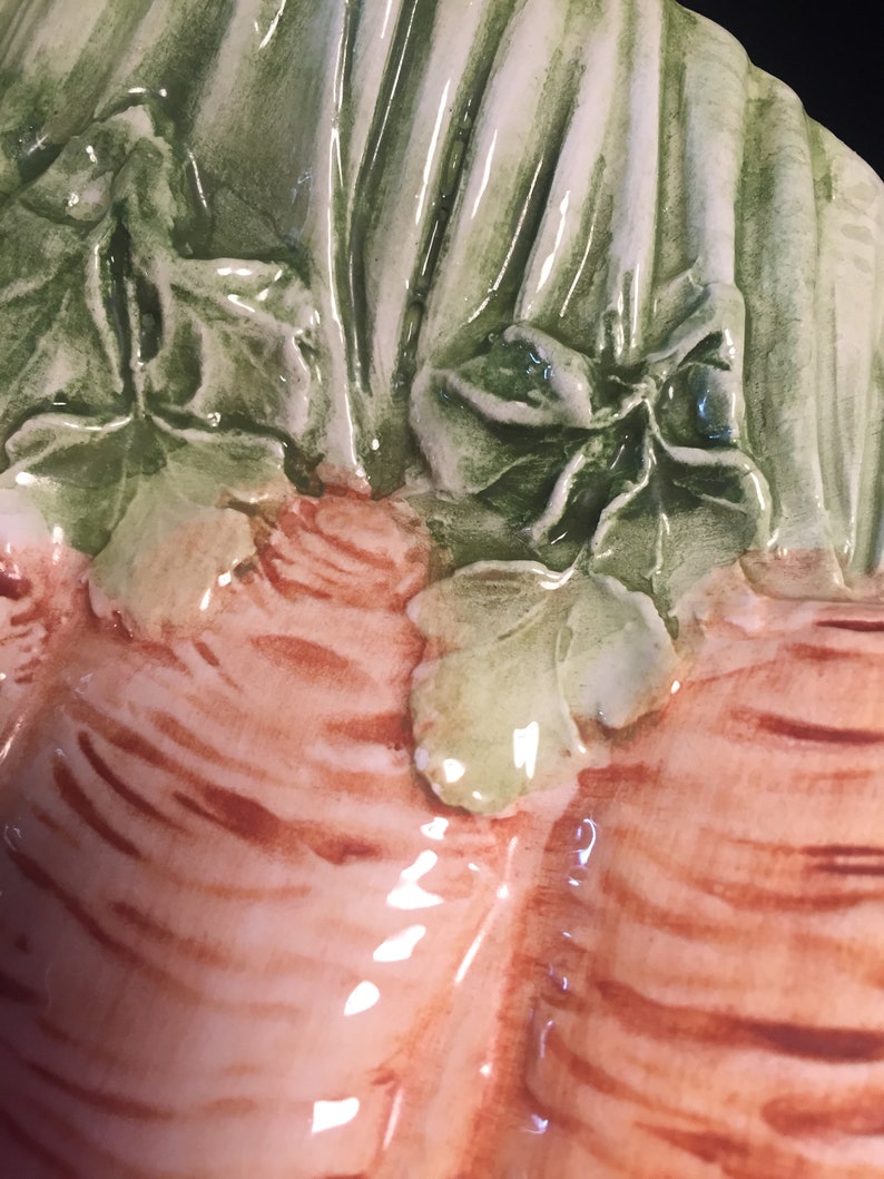 Italian Ceramic Carrot Bunch PlateTray-orange and green