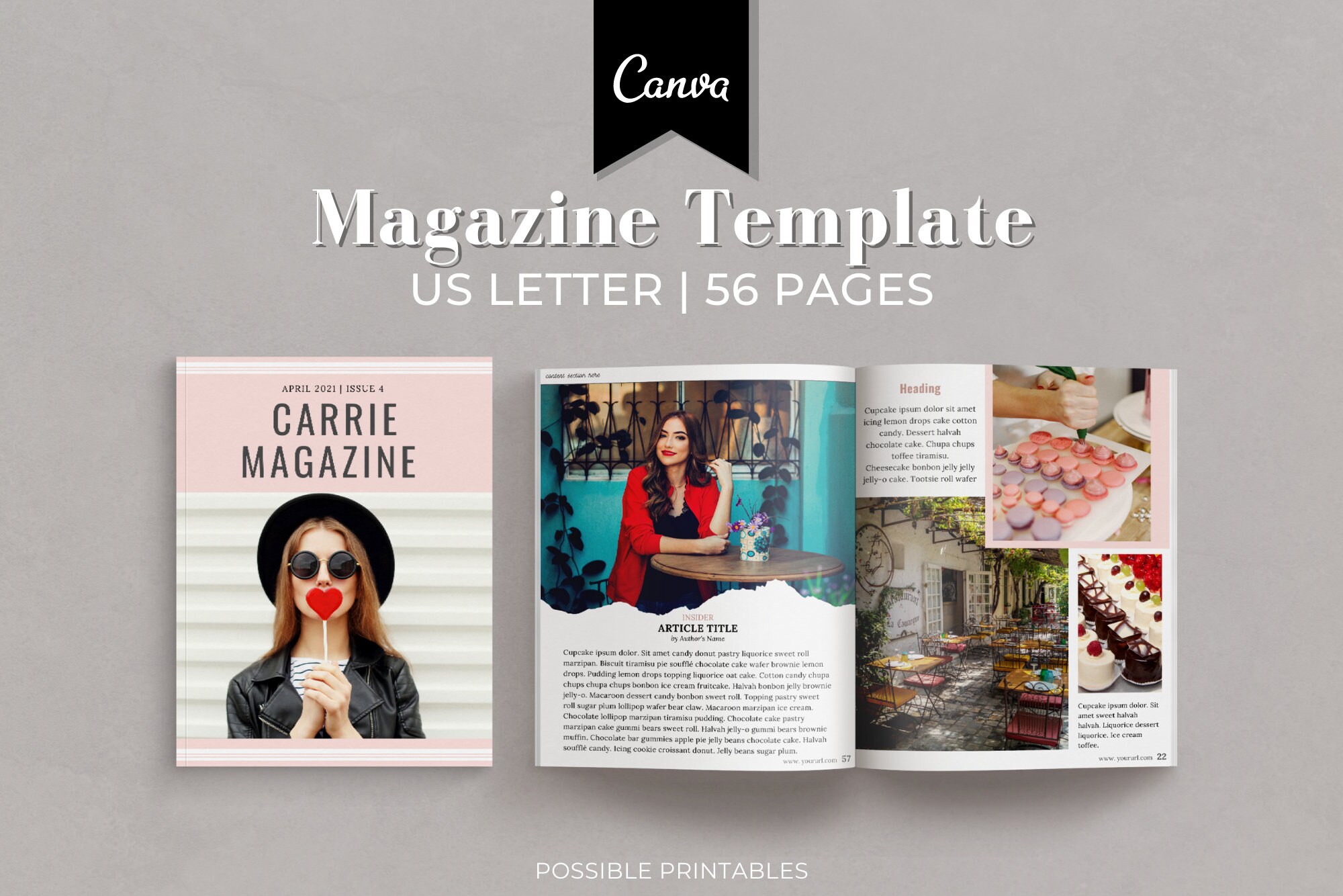 Canva Magazine Template For Small Business Owners Bloggers Etsy