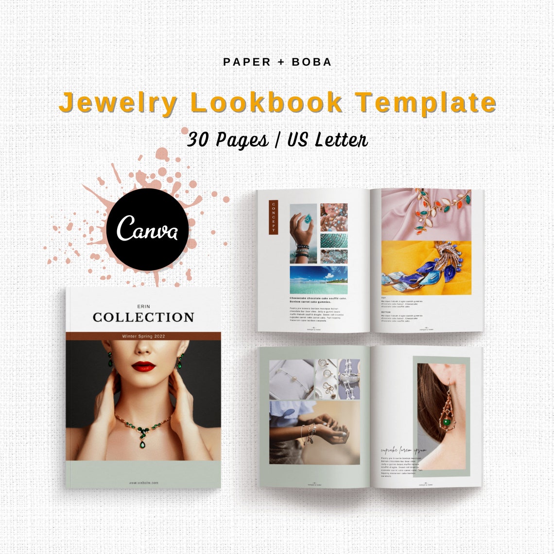 Canva Jewelry Lookbook Template for Designers & Business Etsy