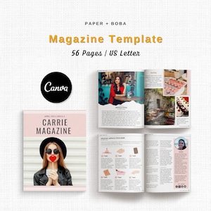 Plantilla de revista de Canva para pequeños empresarios y blogueros que desean crear una revista digital, un imán de clientes potenciales, un ebook y mucho más. Carta de EE. UU.