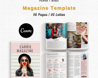 Canva Magazine Template for small business owners & bloggers to create a digital magazine, lead magnet, eBook, and more. US Letter | CARRIE