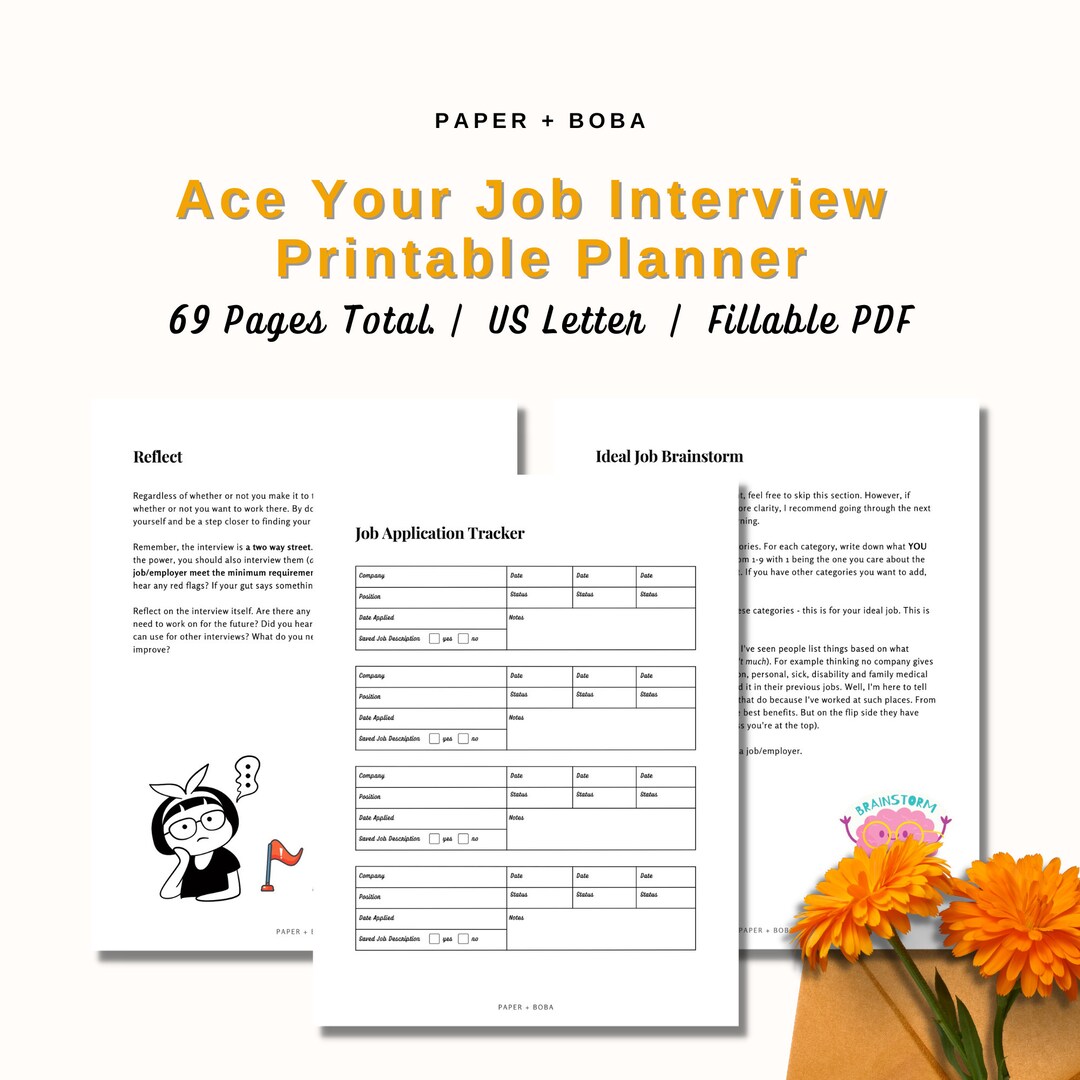 Ace Your Job Interview Printable Planner. Interview Guide. Job ...