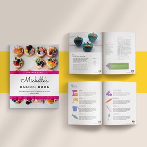 Canva Baking Cookbook Template. Great for creating digital food magazine, recipe binder, and family recipe book. US Letter size