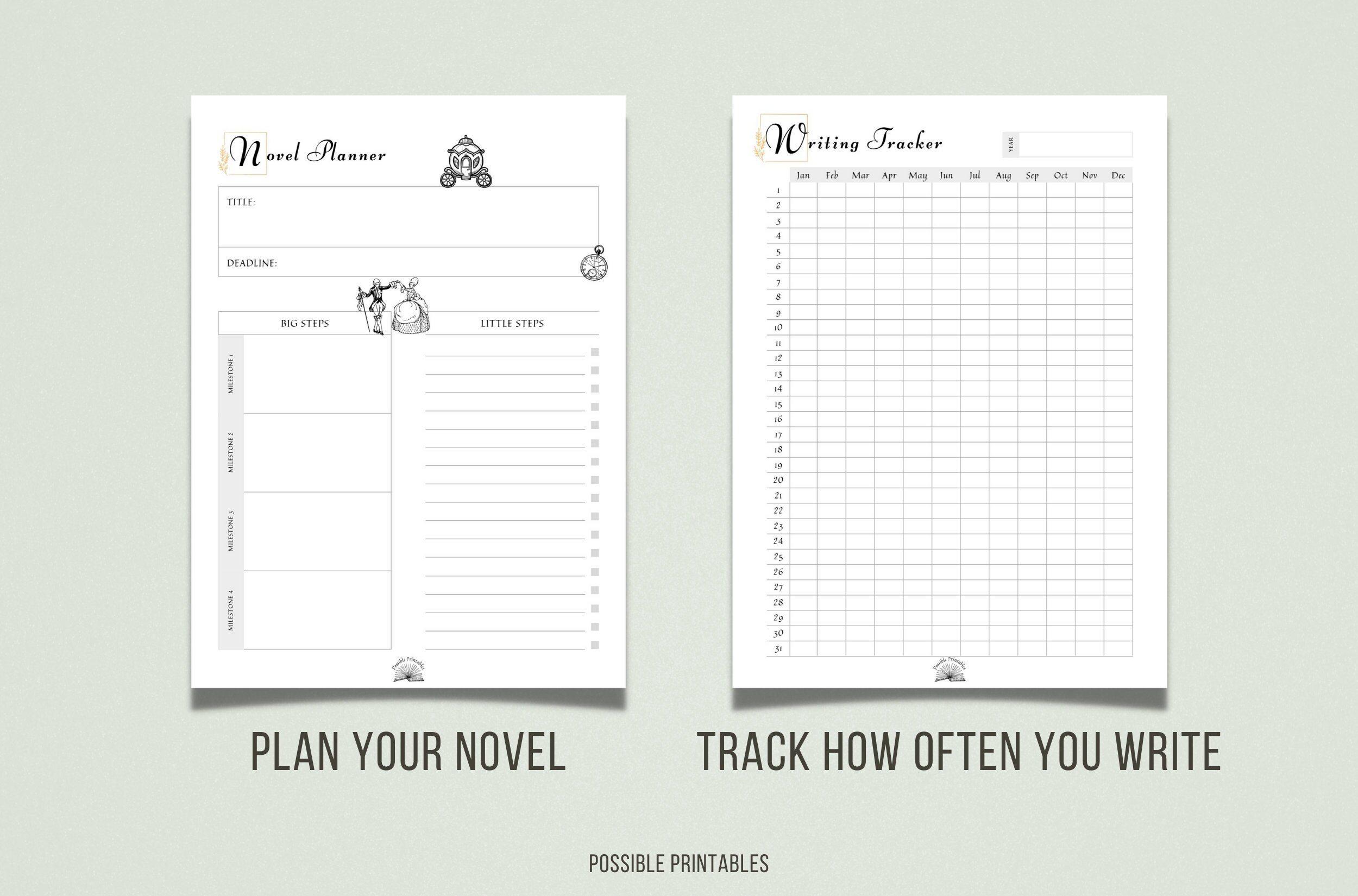 Book Writing Planning Printable Nanowrimo Novel Planner For Etsy