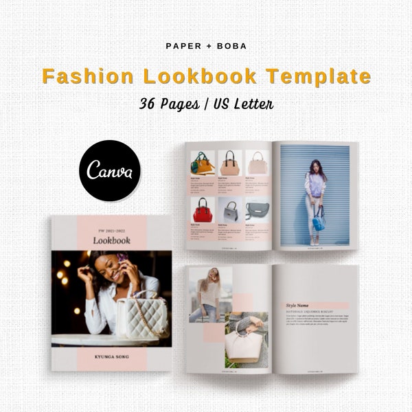 Canva Fashion Lookbook Template for designers & business owners to create a fashion catalog, lead magnet, photobook, US Letter  | KYUNGA