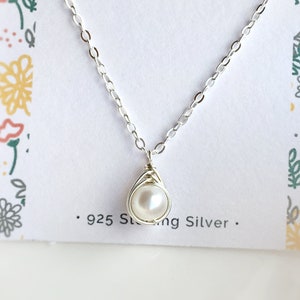 Dainty White Pearl Necklace, Sterling Silver - 14K Gold Filled, Freshwater Pearl, June Birthstone, Gift For Her