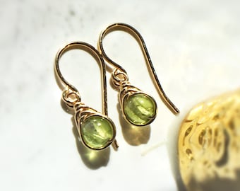 Peridot Dangle Earrings, 14K Gold Filled, Rose Gold Filled, Sterling Silver, August Birthstone Green Peridot Earrings
