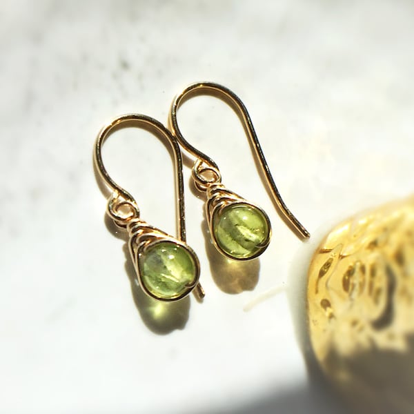 Peridot Dangle Earrings, 14K Gold Filled, Rose Gold Filled, Sterling Silver, August Birthstone Green Peridot Earrings