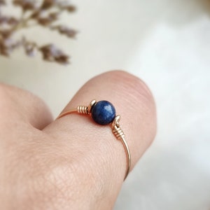 Natural Sapphire Ring, Raw Sapphire Stacking Ring, 14K Gold Filled, Rose Gold Filled, Sterling Silver, September Birthstone Gift