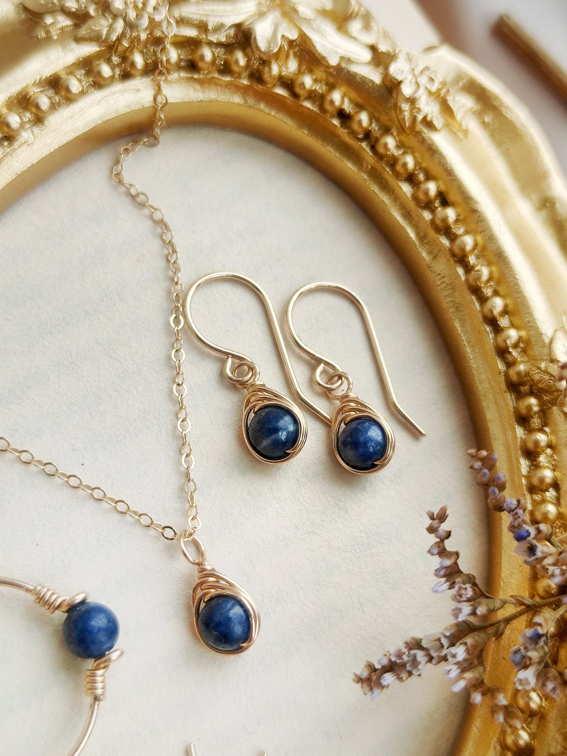 Natural Sapphire Dangle Earrings