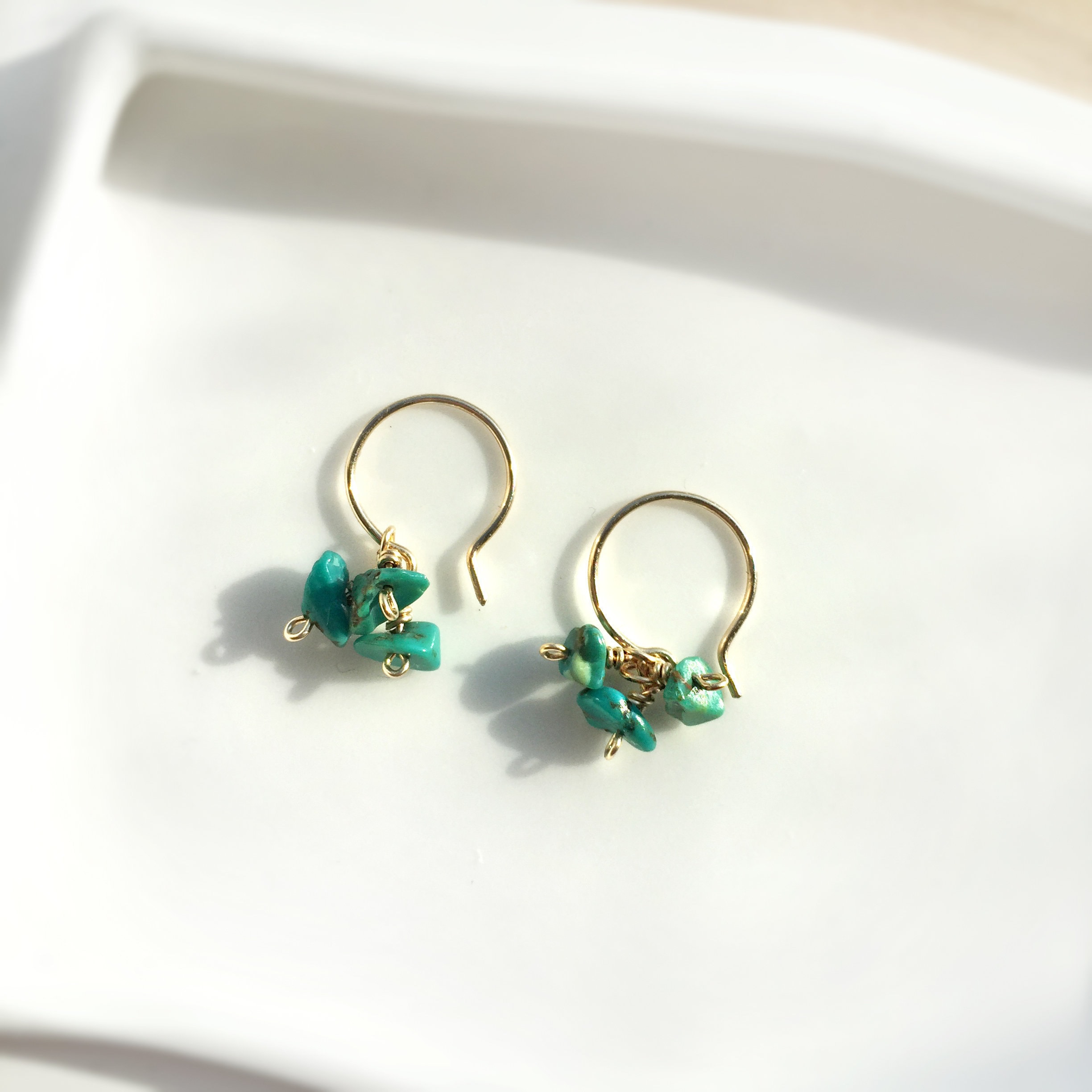 Tiny Turquoise Hoop Earrings