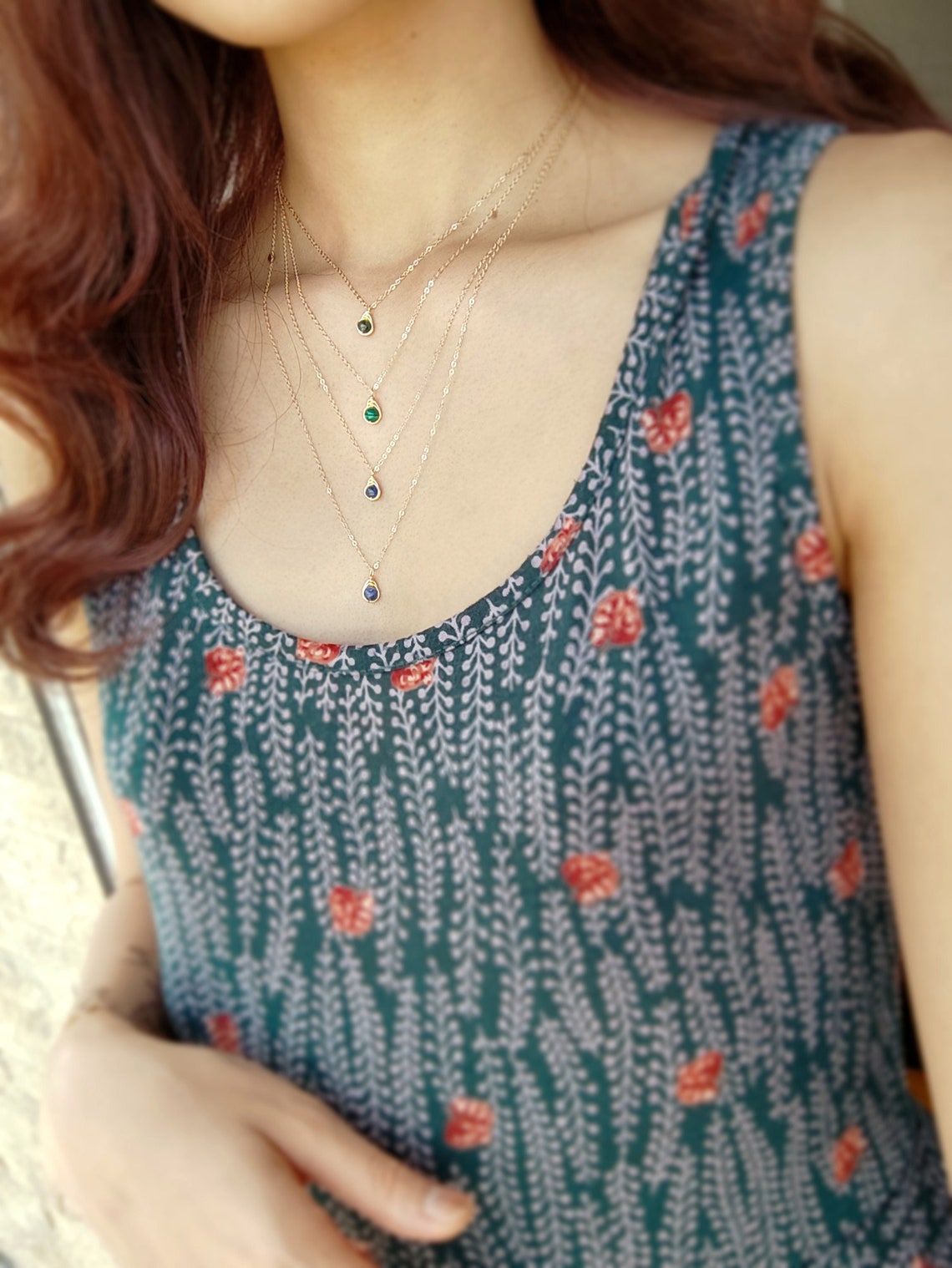 Dainty Gemstone Necklace 14K Gold Filled
