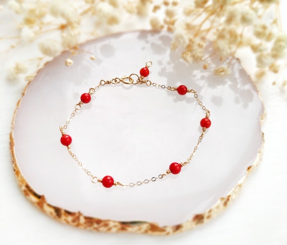 Red coral bracelet gold deals