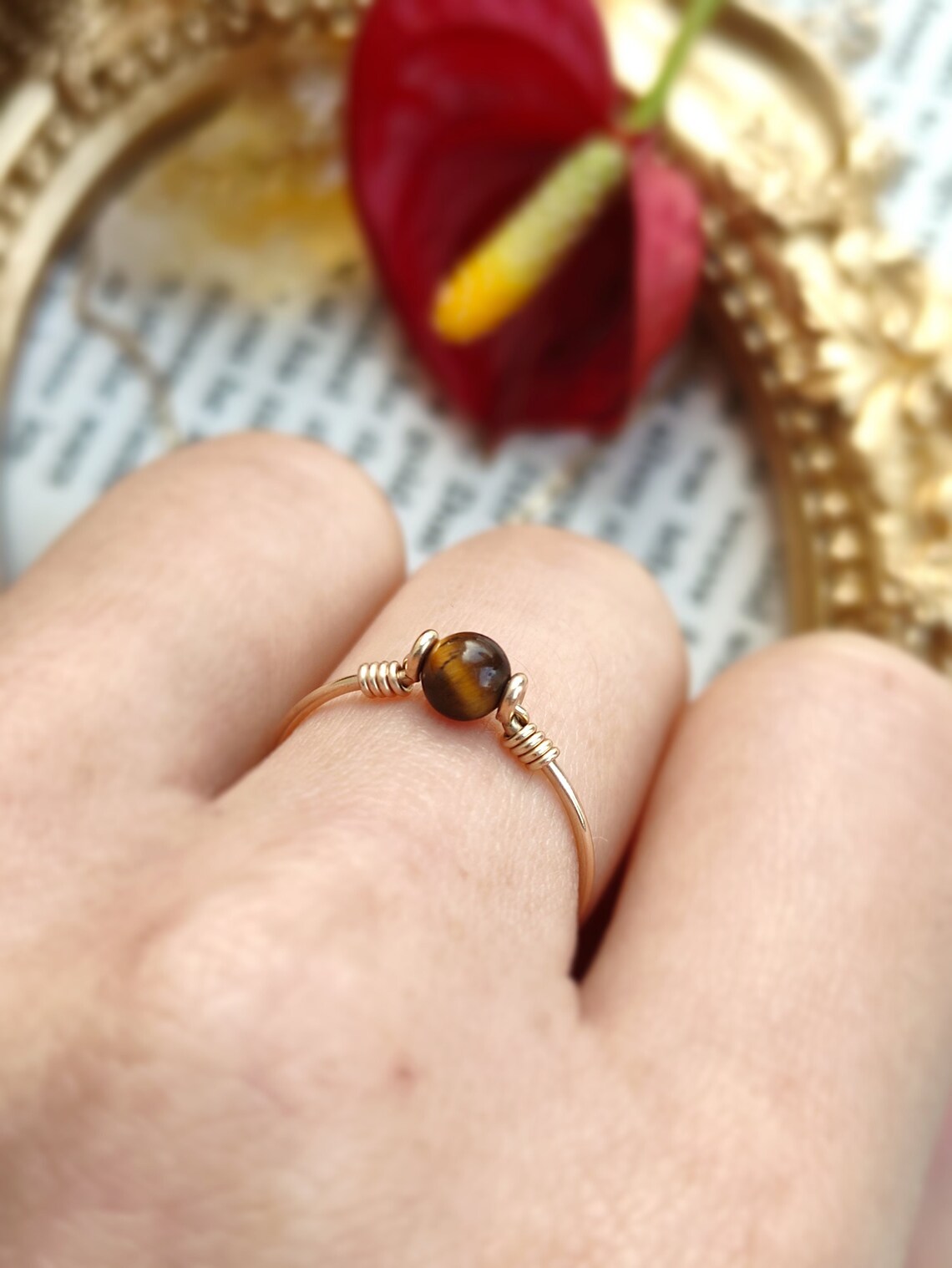 Dainty Tiger Eye Ring