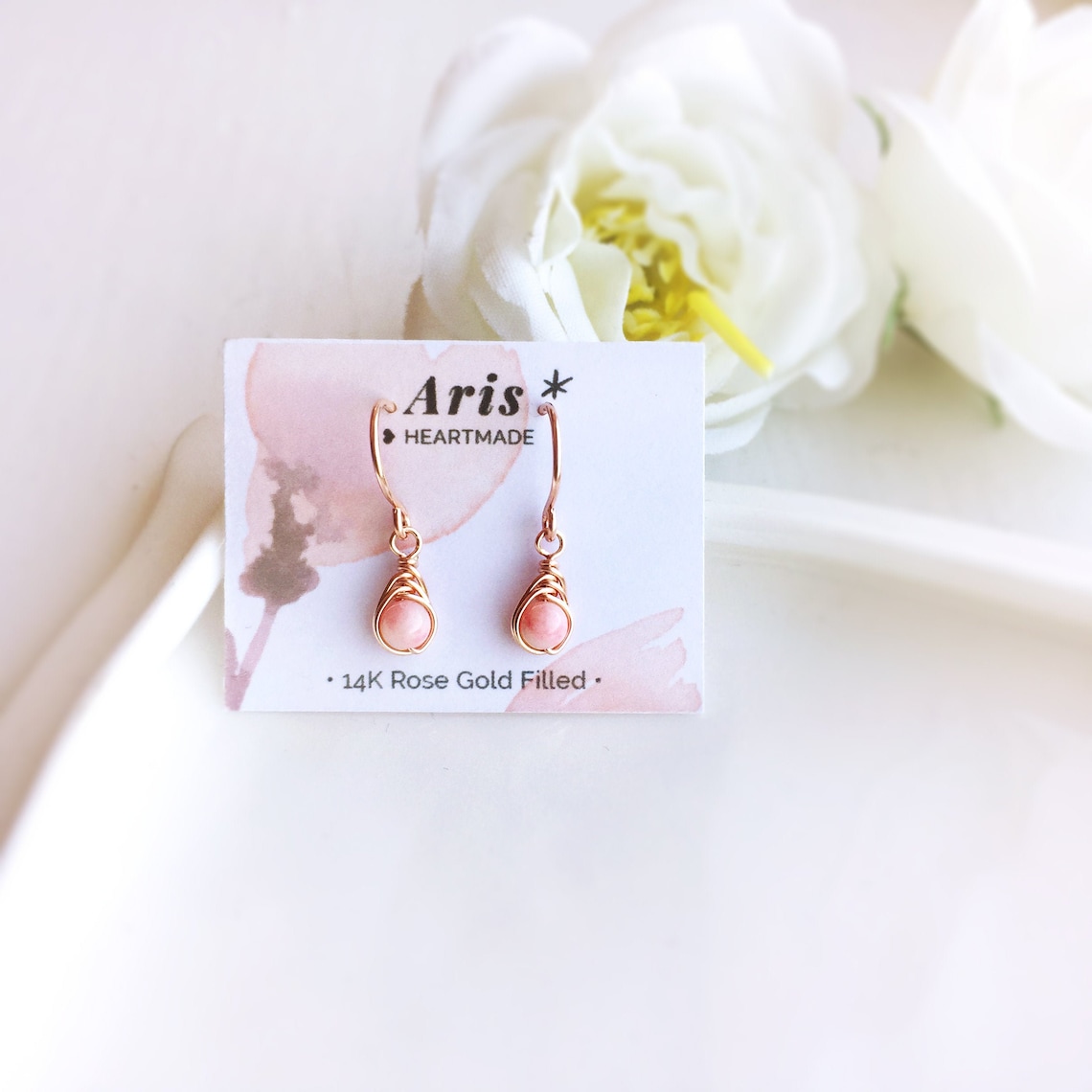 Tiny Pink Coral Earrings