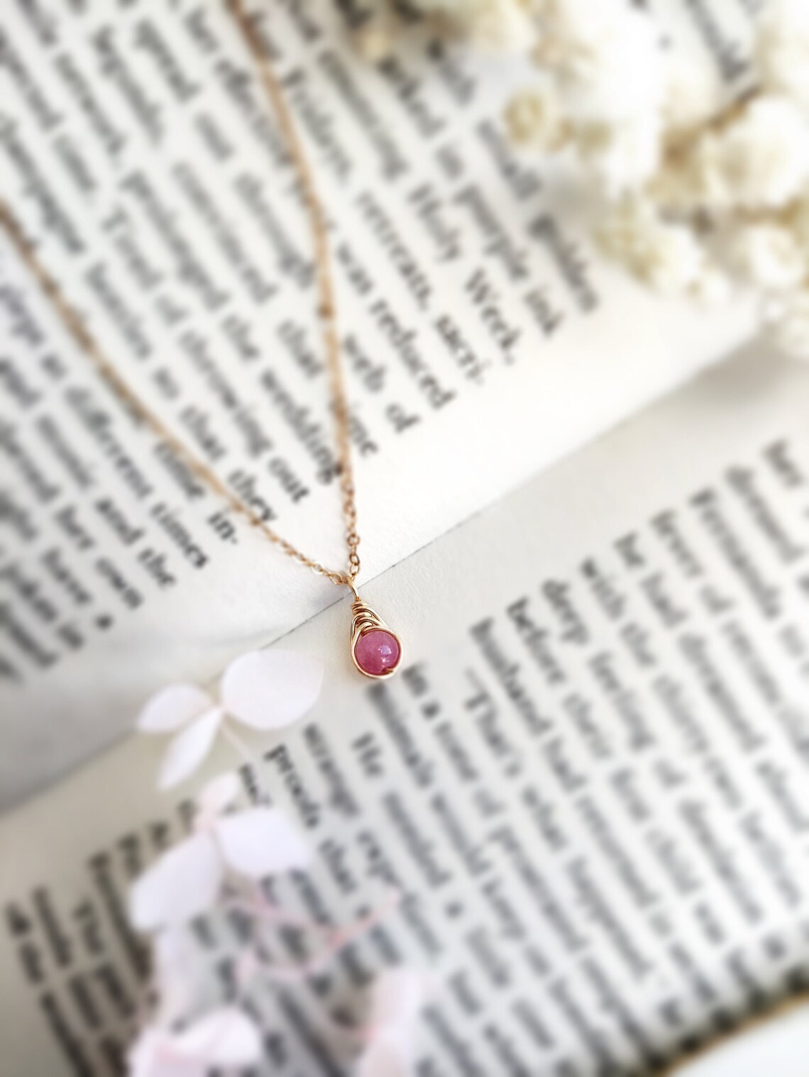 Dainty Pink Tourmaline Necklace