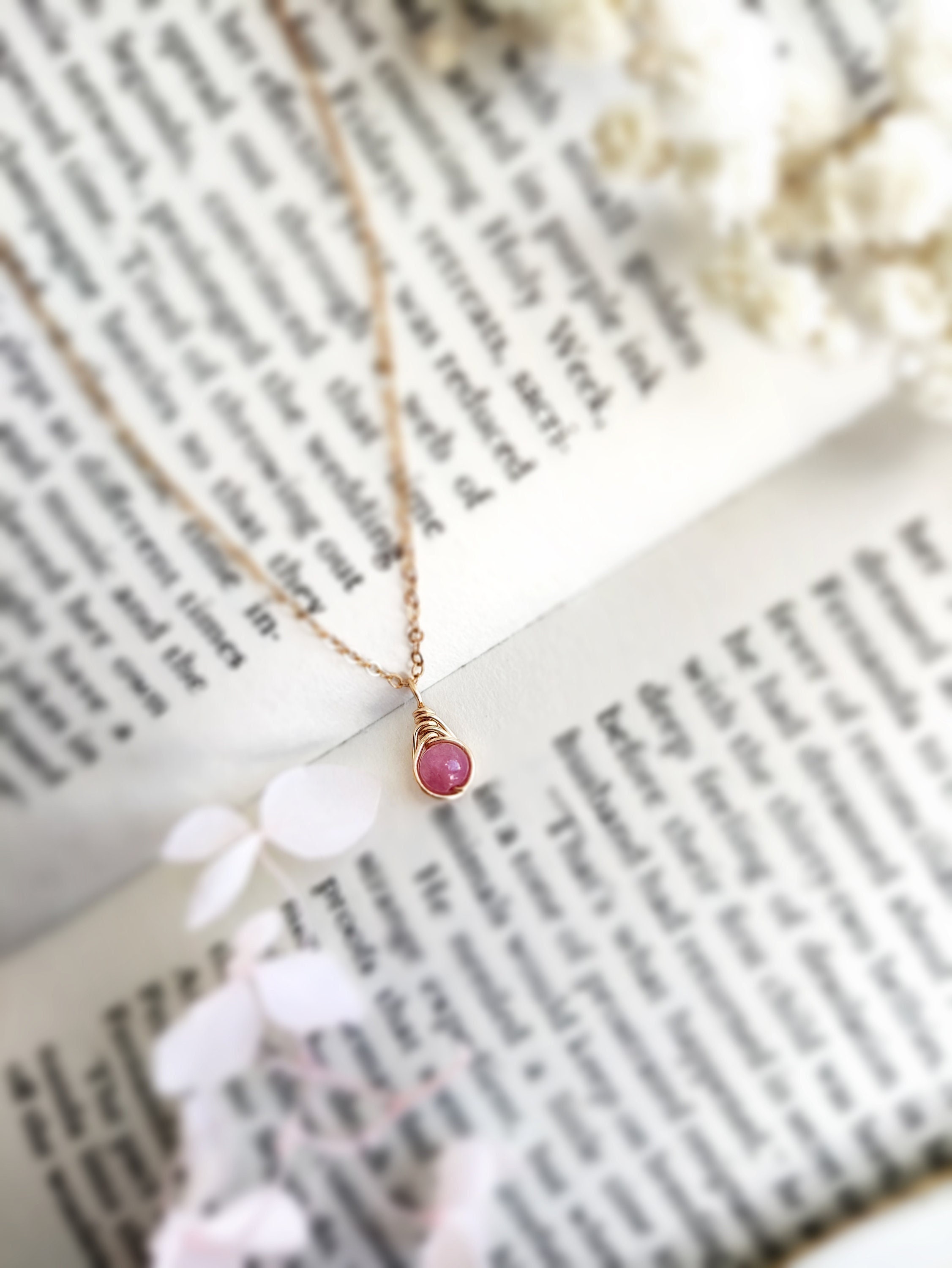 Dainty Pink Tourmaline Necklace