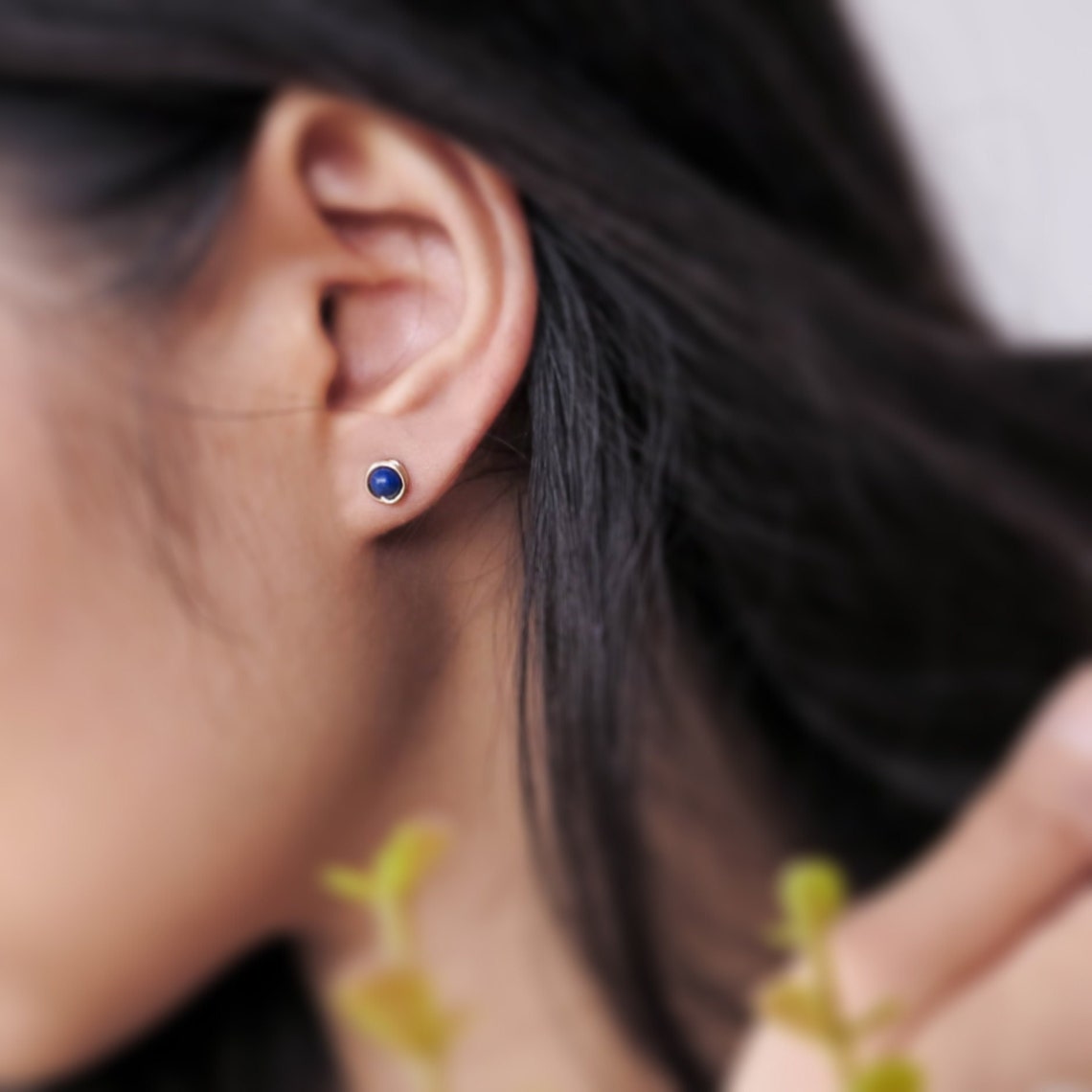 Tiny Lapis Lazuli Stud Earrings