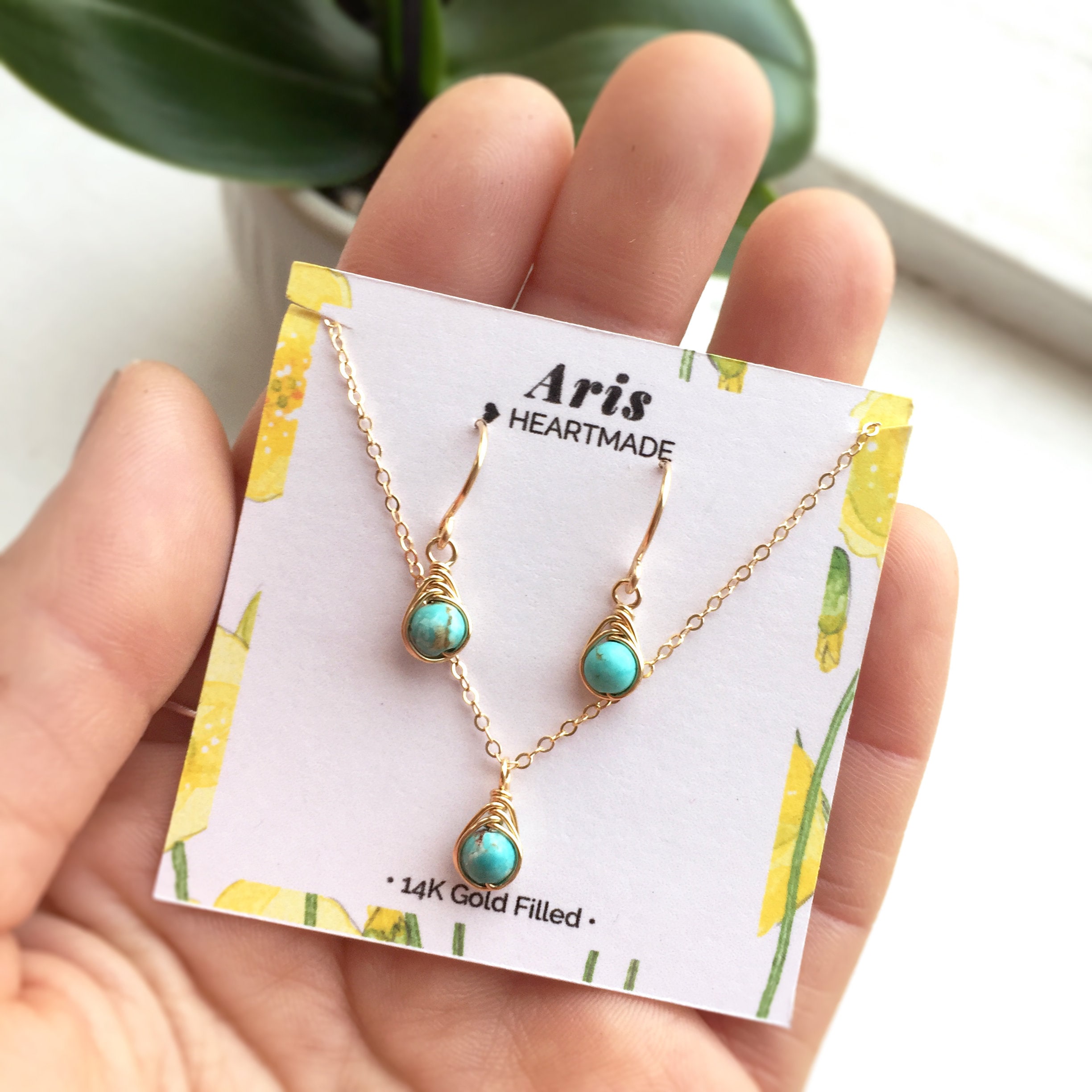 Turquoise Earrings and Necklace Set
