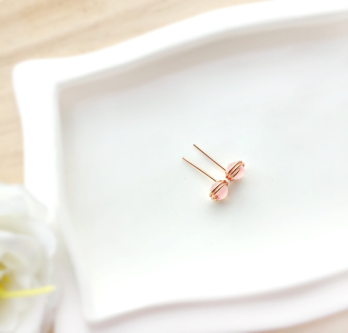 Rose Quartz Stud Earrings