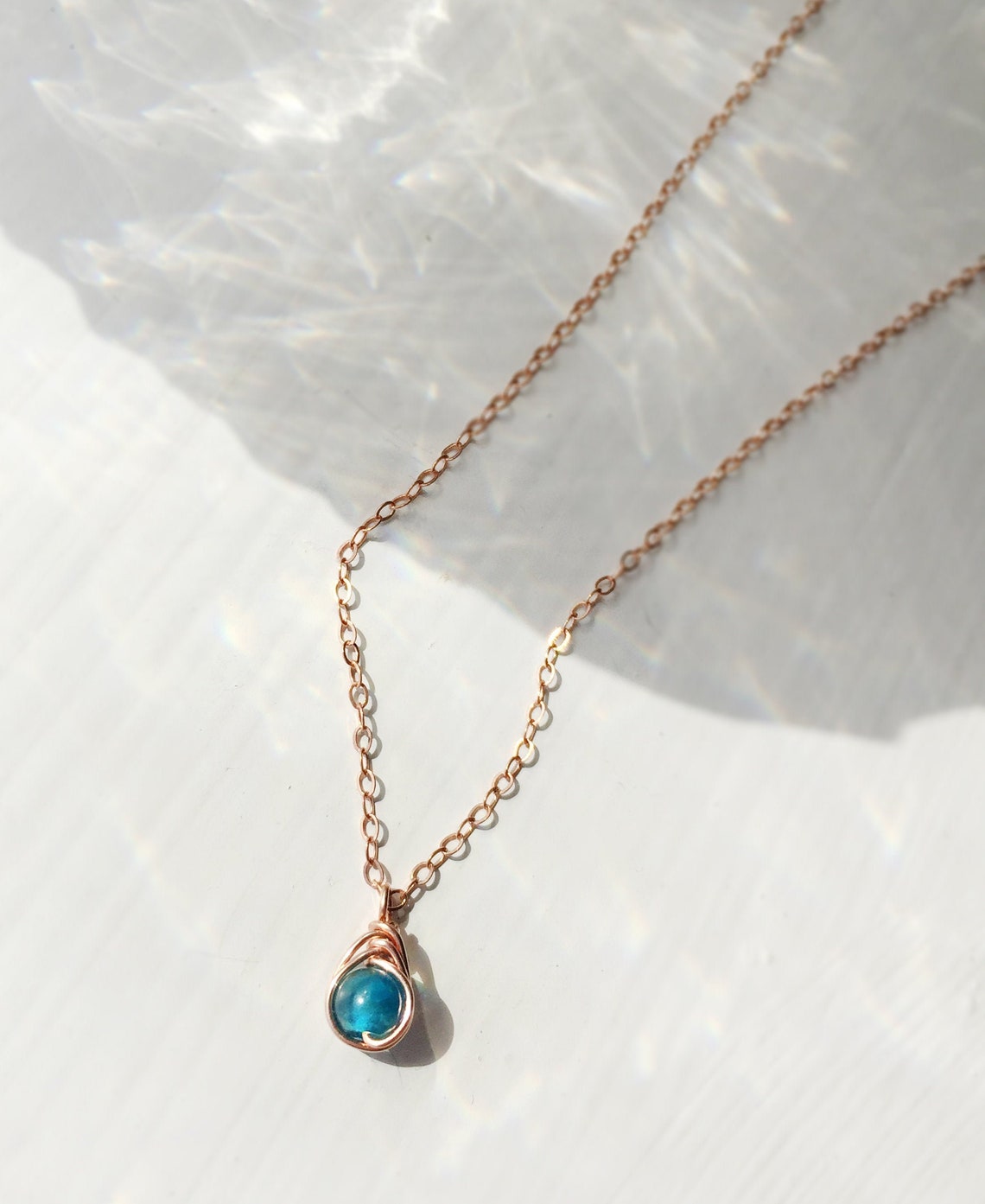 Dainty Blue Apatite Necklace