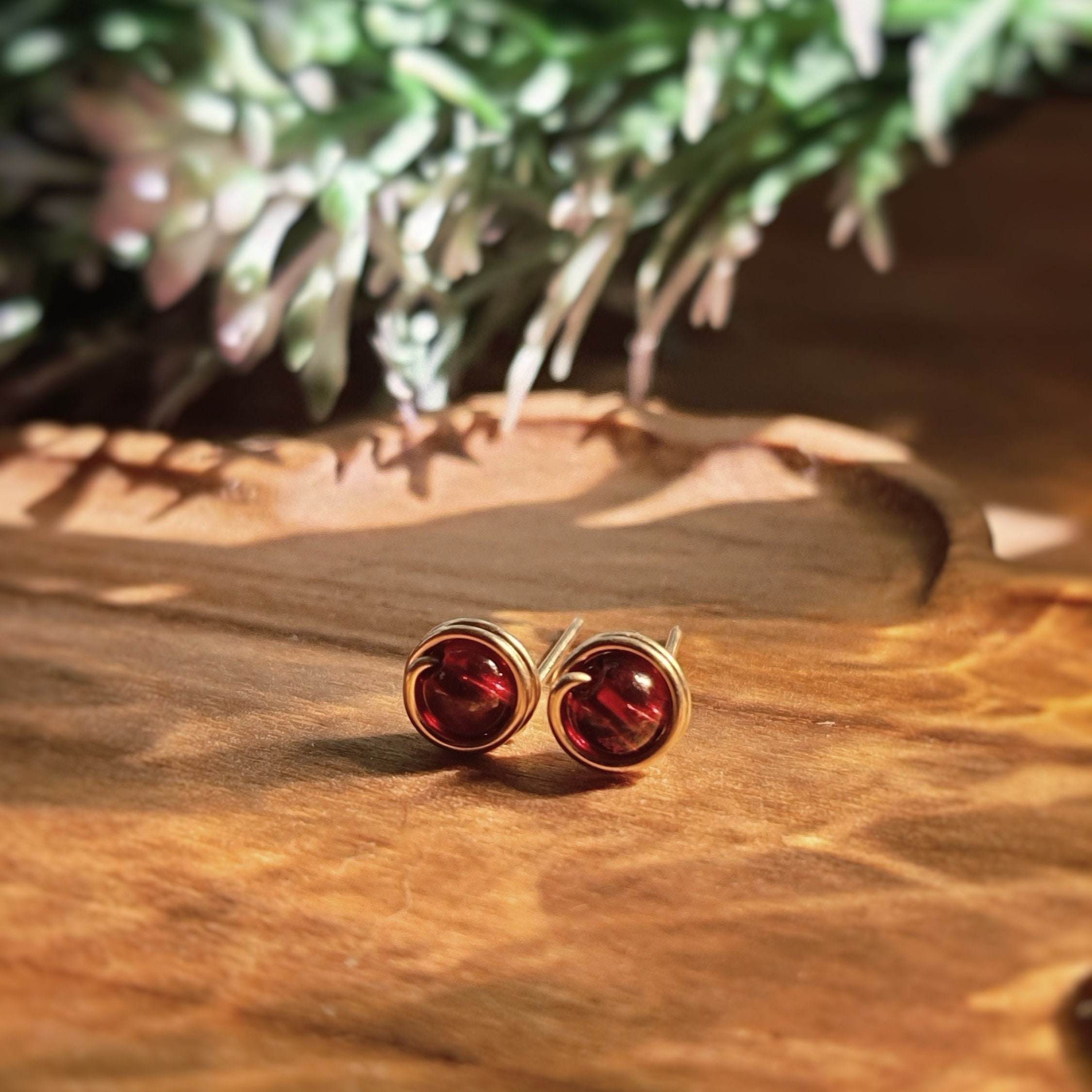 Tiny Garnet Stud Earrings