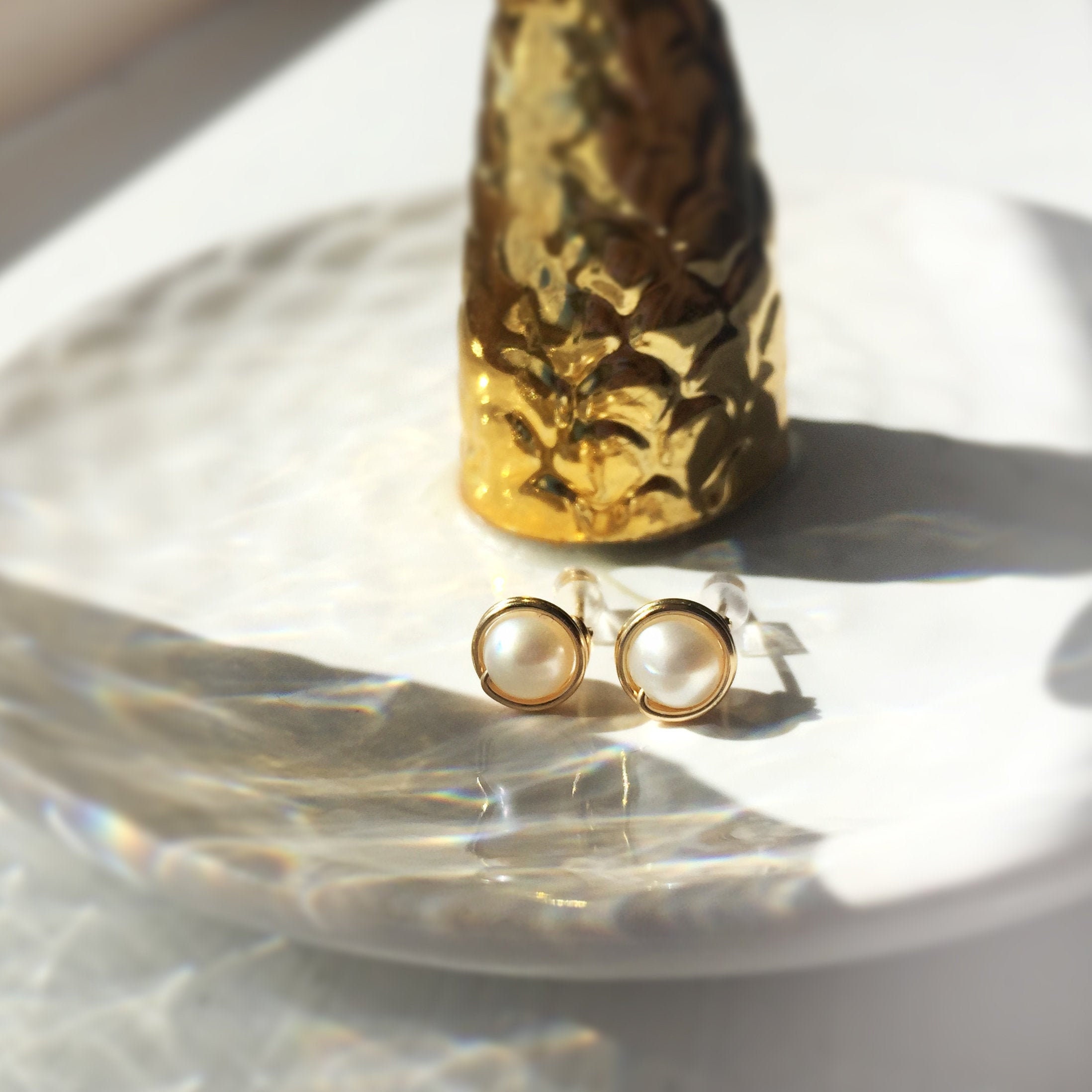 White Pearl Stud Earrings