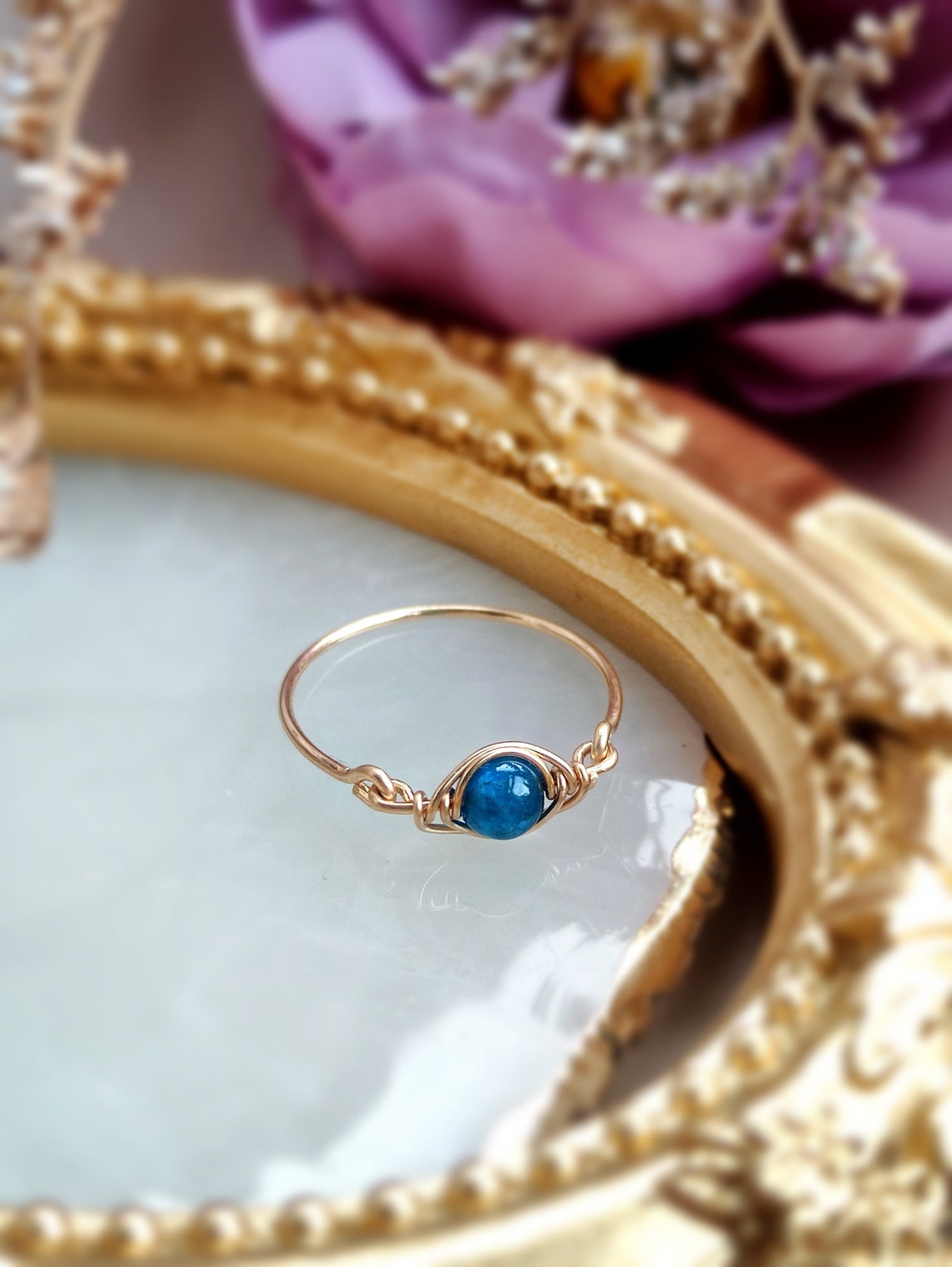 Apatite Eye Ring 14K Gold Filled