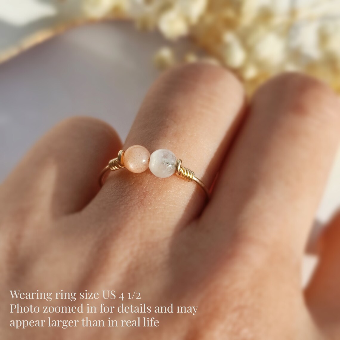 Moonstone and Sunstone Ring