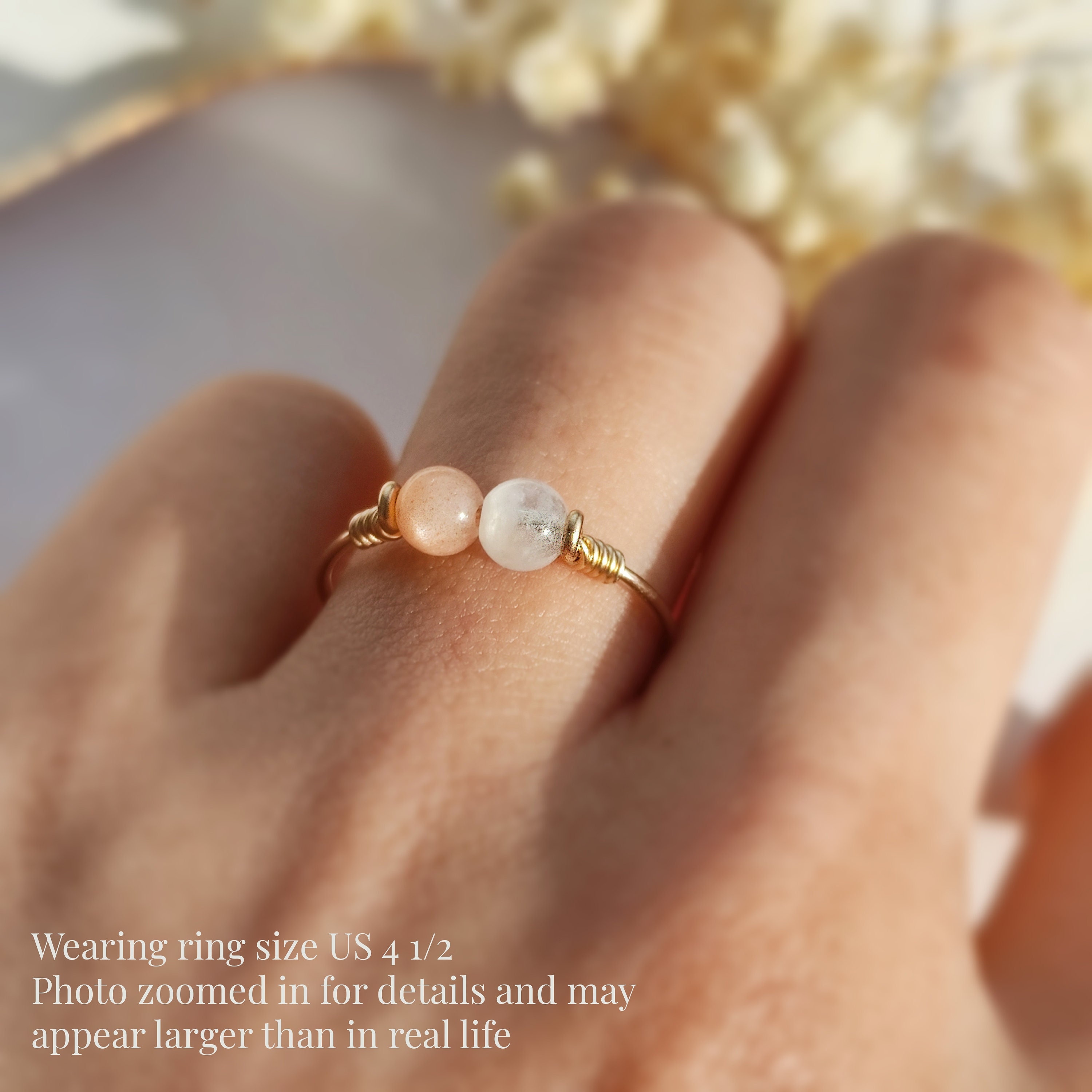 Moonstone and Sunstone Ring