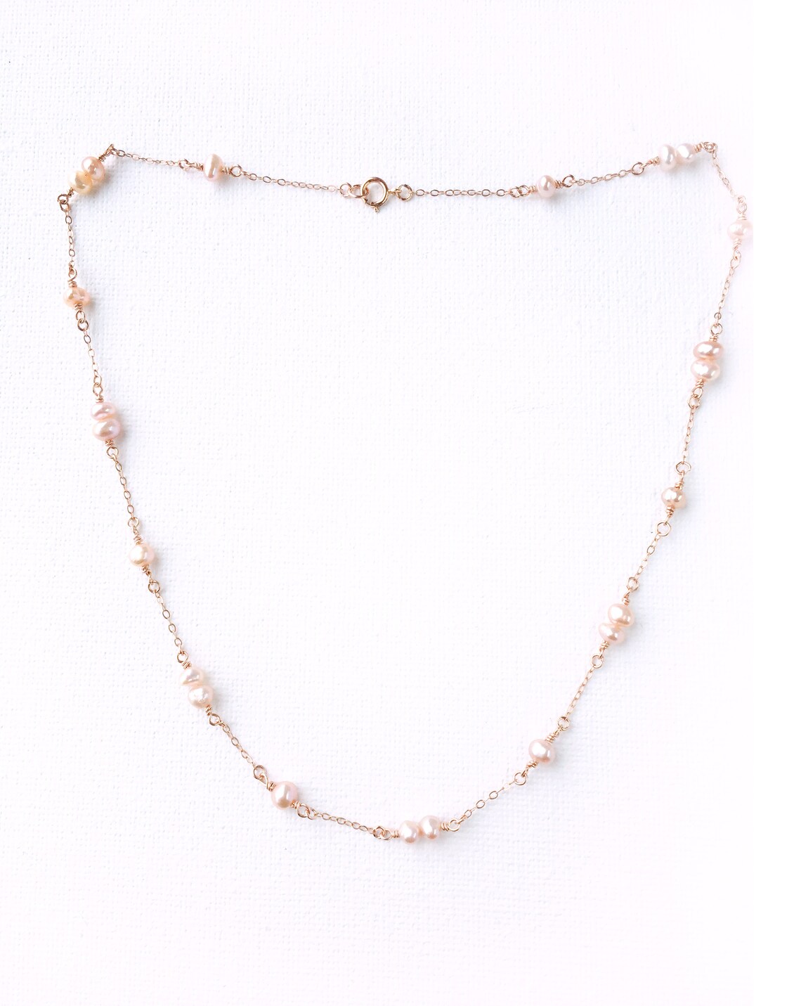 Delicate Rose Gold Pearl Necklace 14K Rose Gold Filled Etsy