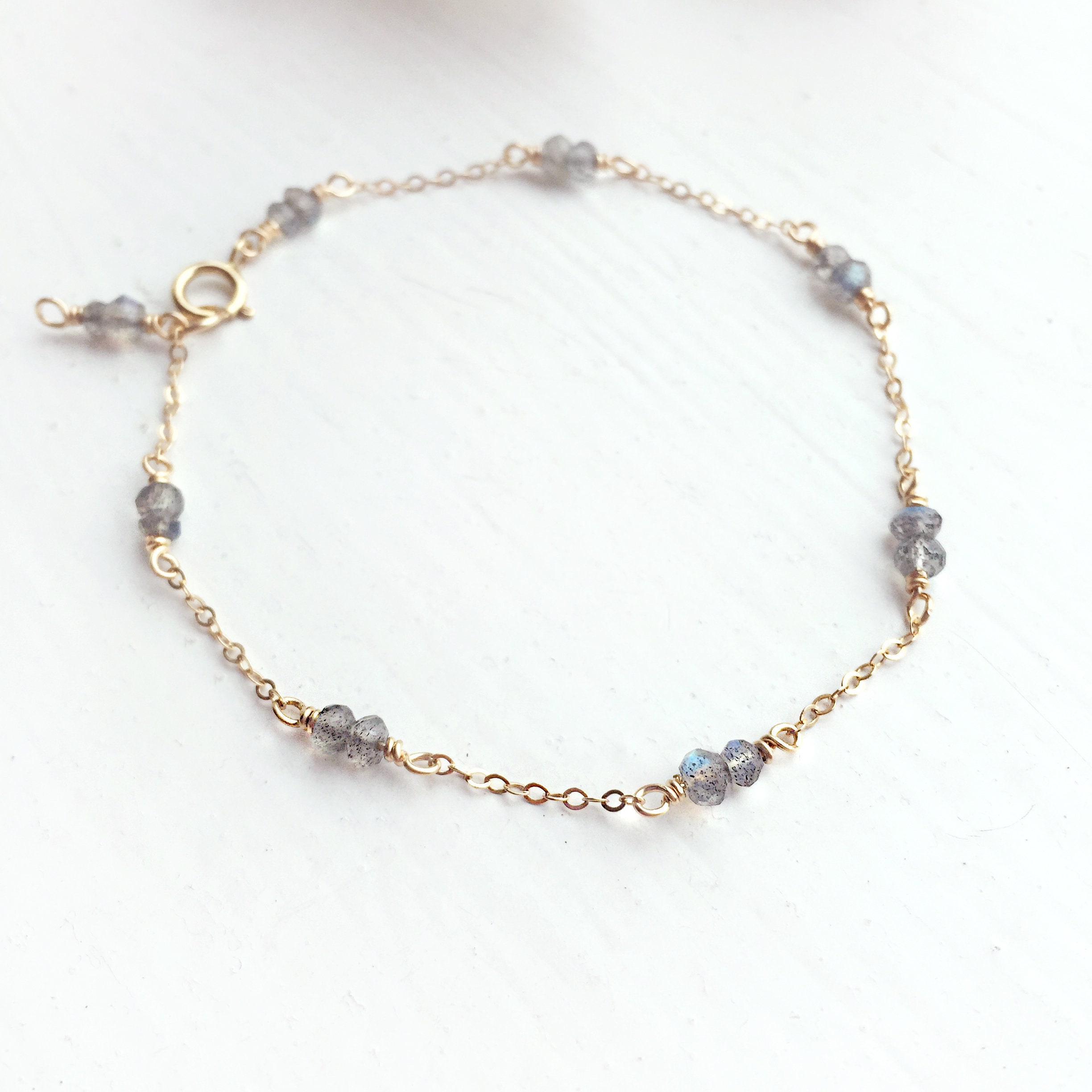 Dainty Labradorite Bracelet 14K Gold Filled Rose Gold - Etsy