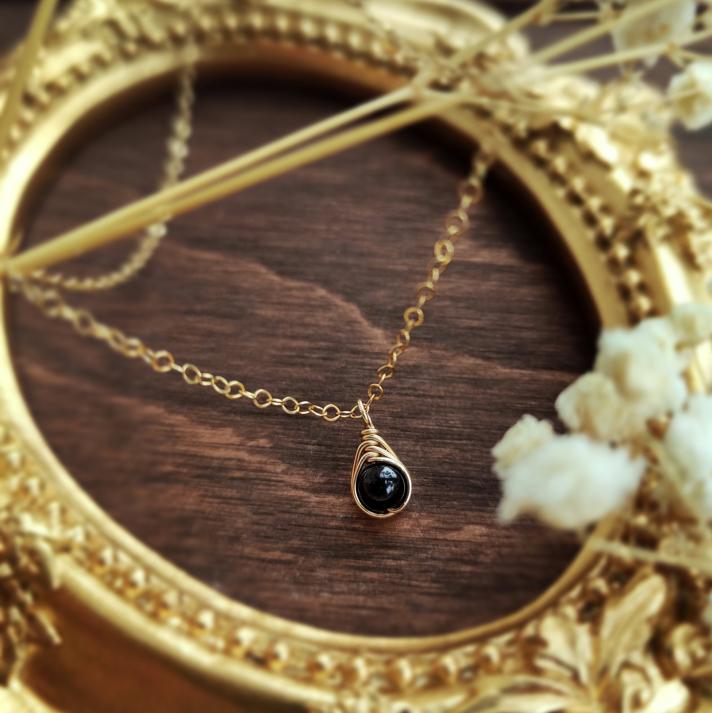 Tiny Black Tourmaline Necklace