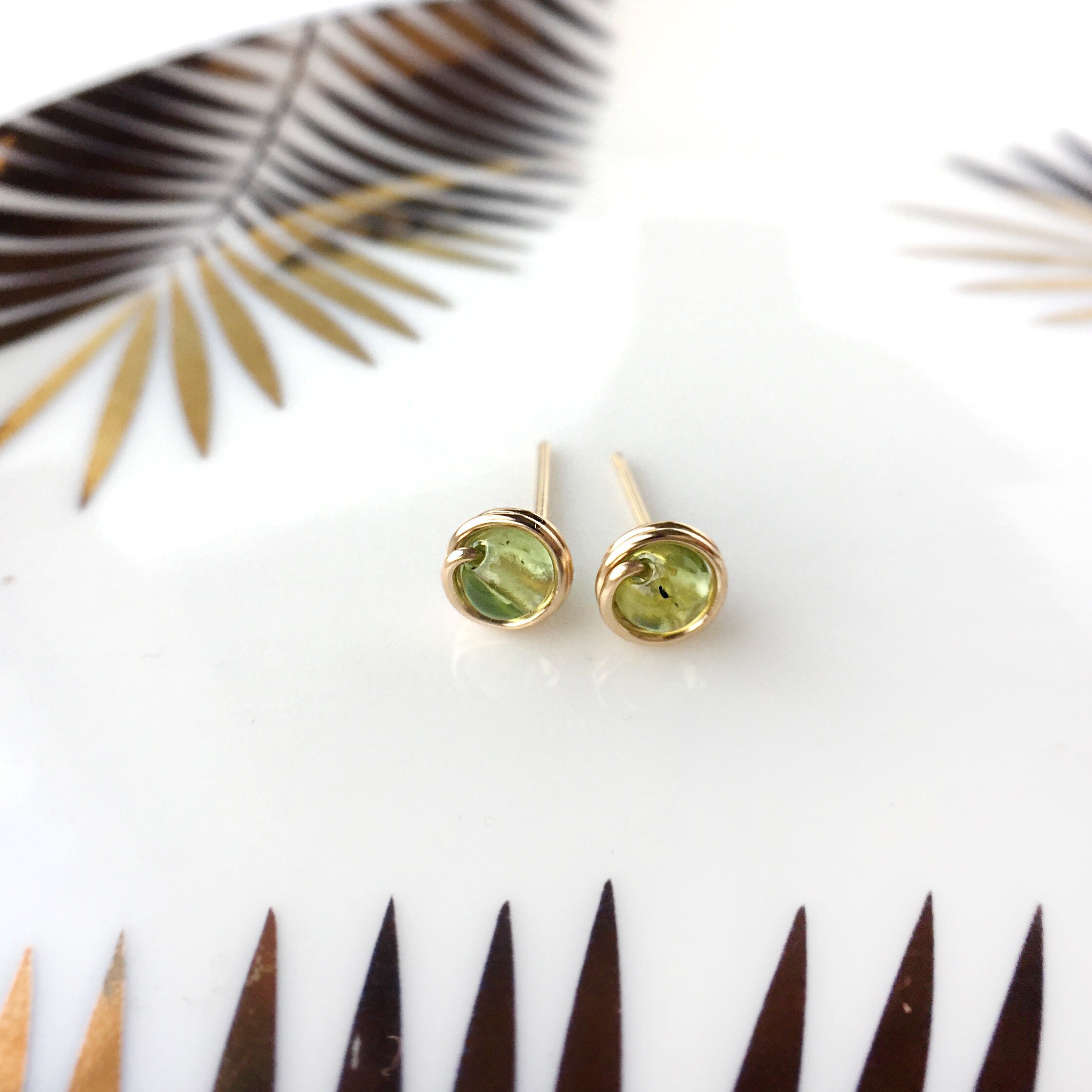 Little Star Peridot Chain Stud Gold