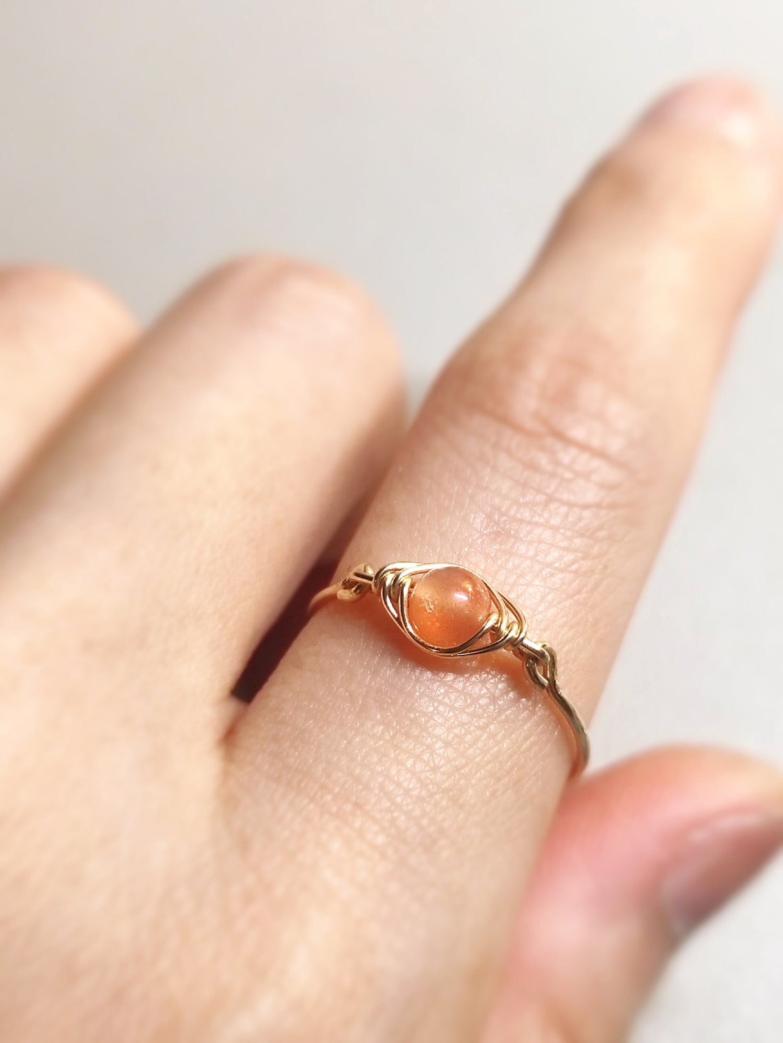 Sunstone Eye Ring 14K Gold Filled