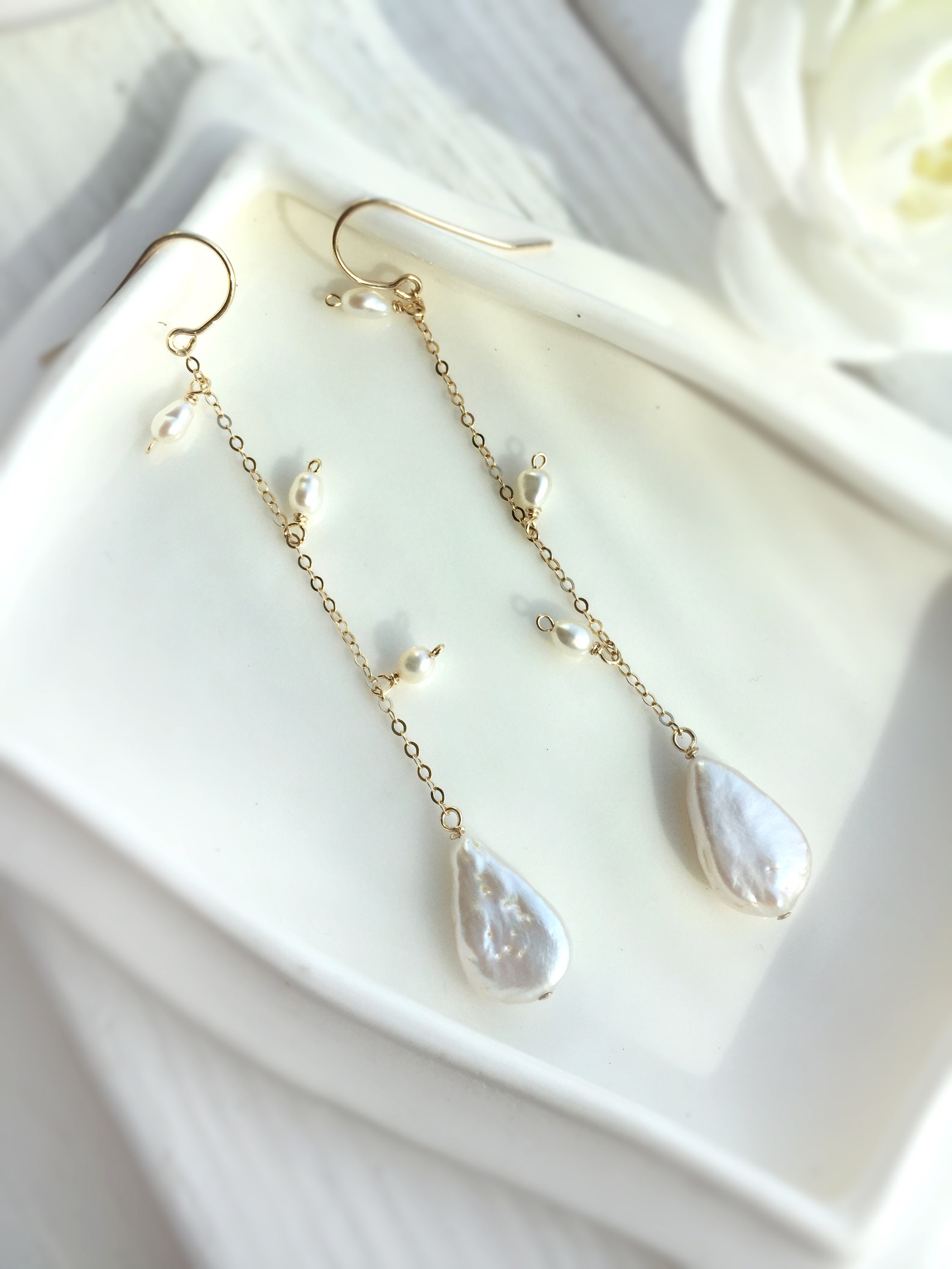 Orecchini Donna In Argento 925 Con Perle D'Acqua Dolce Qualità AAA - Placcati Oro 14K, Ipoallergenici, Confezione Regalo