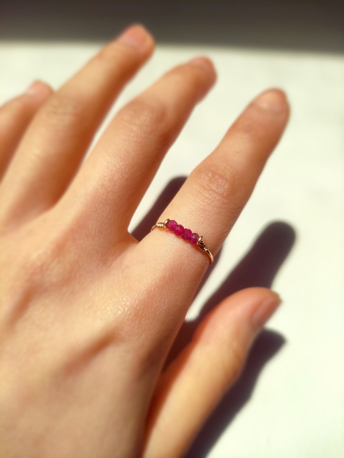 Dainty Raw Ruby Wire Ring
