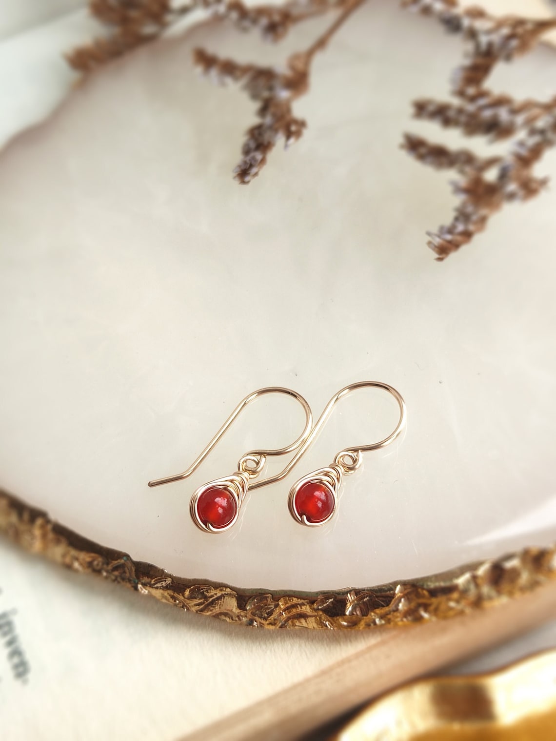 Tiny Carnelian Dangle Earrings