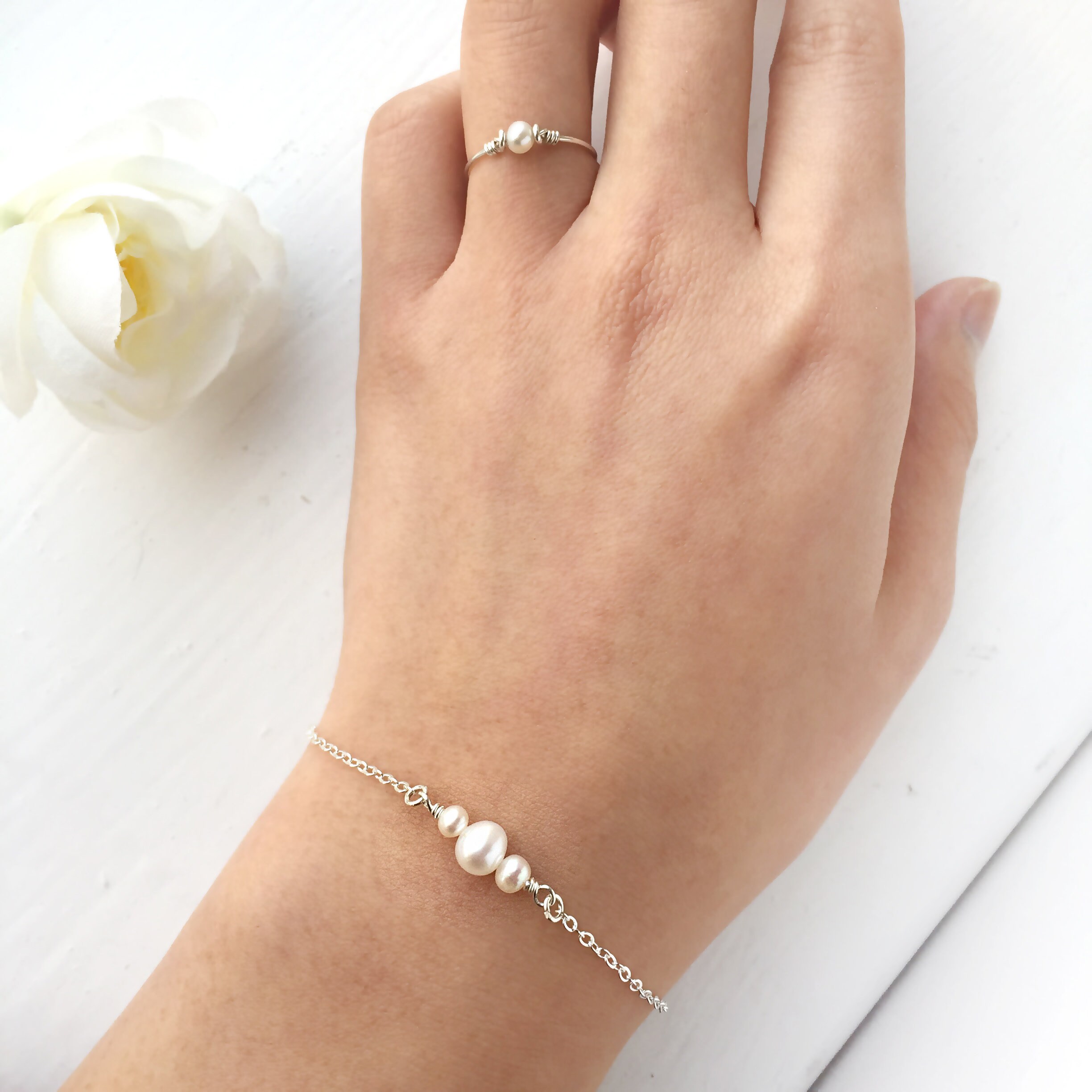 Sterling Silver Pearl Bracelet