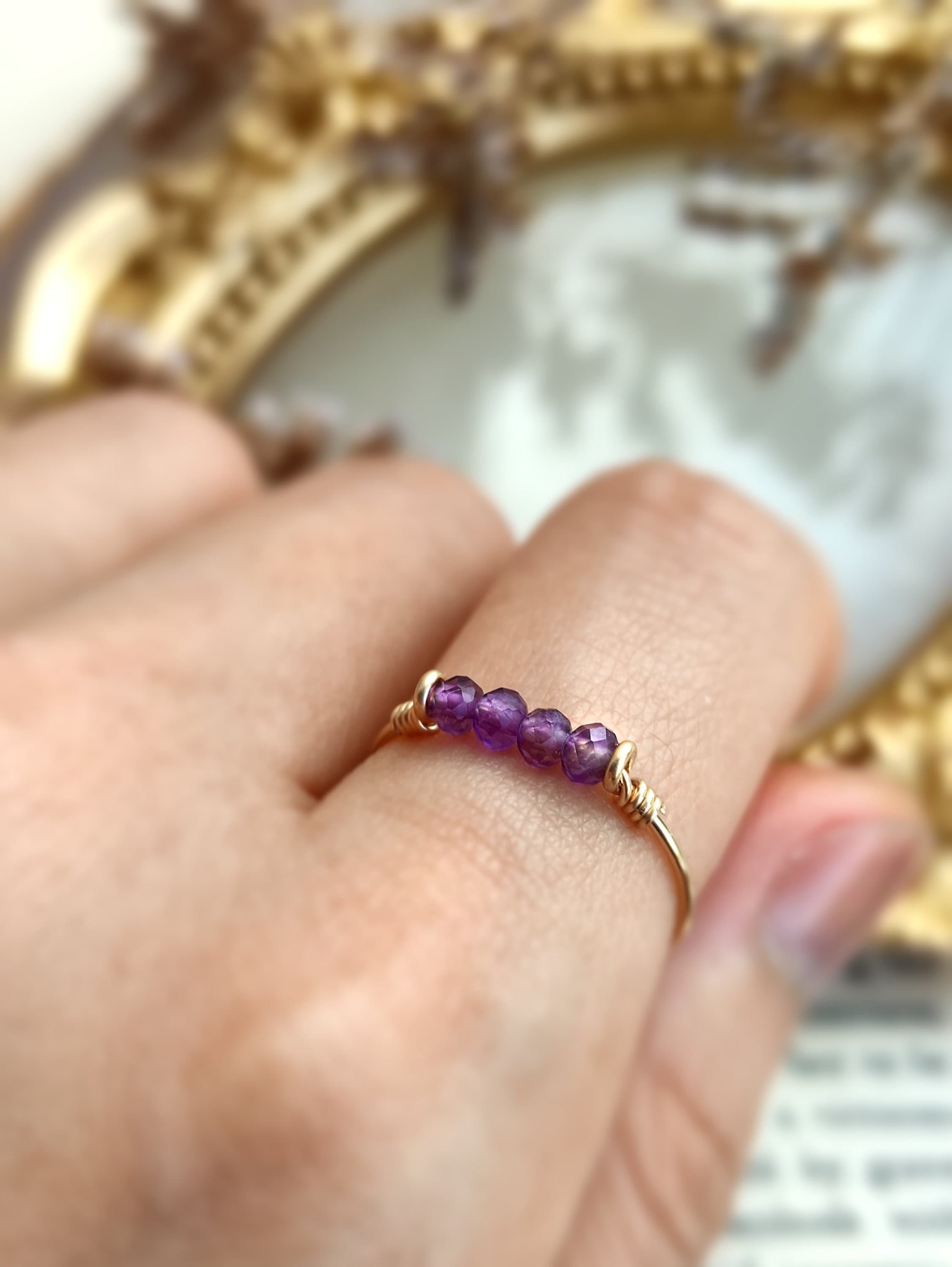 Dainty Amethyst Bar Ring